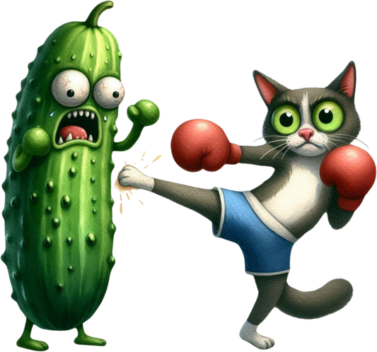 DTF Transfer - Cat Cucumber Battle (CCAT18)