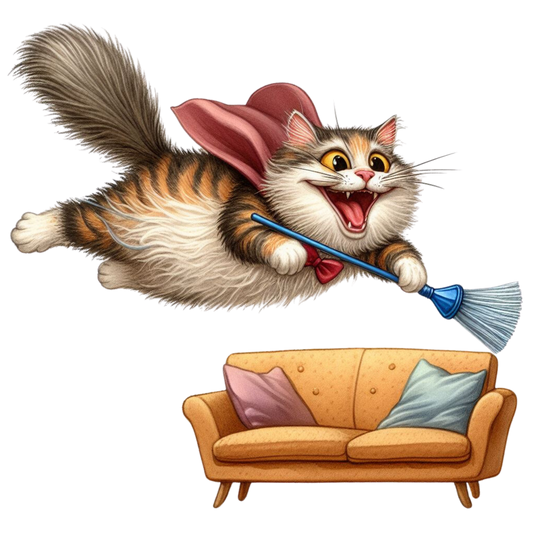 DTF Transfer - Flying Broom Cat (CCAT19)