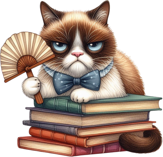 DTF Transfer - Book Stack Cat (CCAT24)