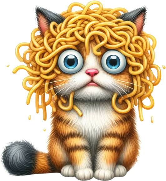 DTF Transfer - Cat Spaghetti Wig (CCAT35)