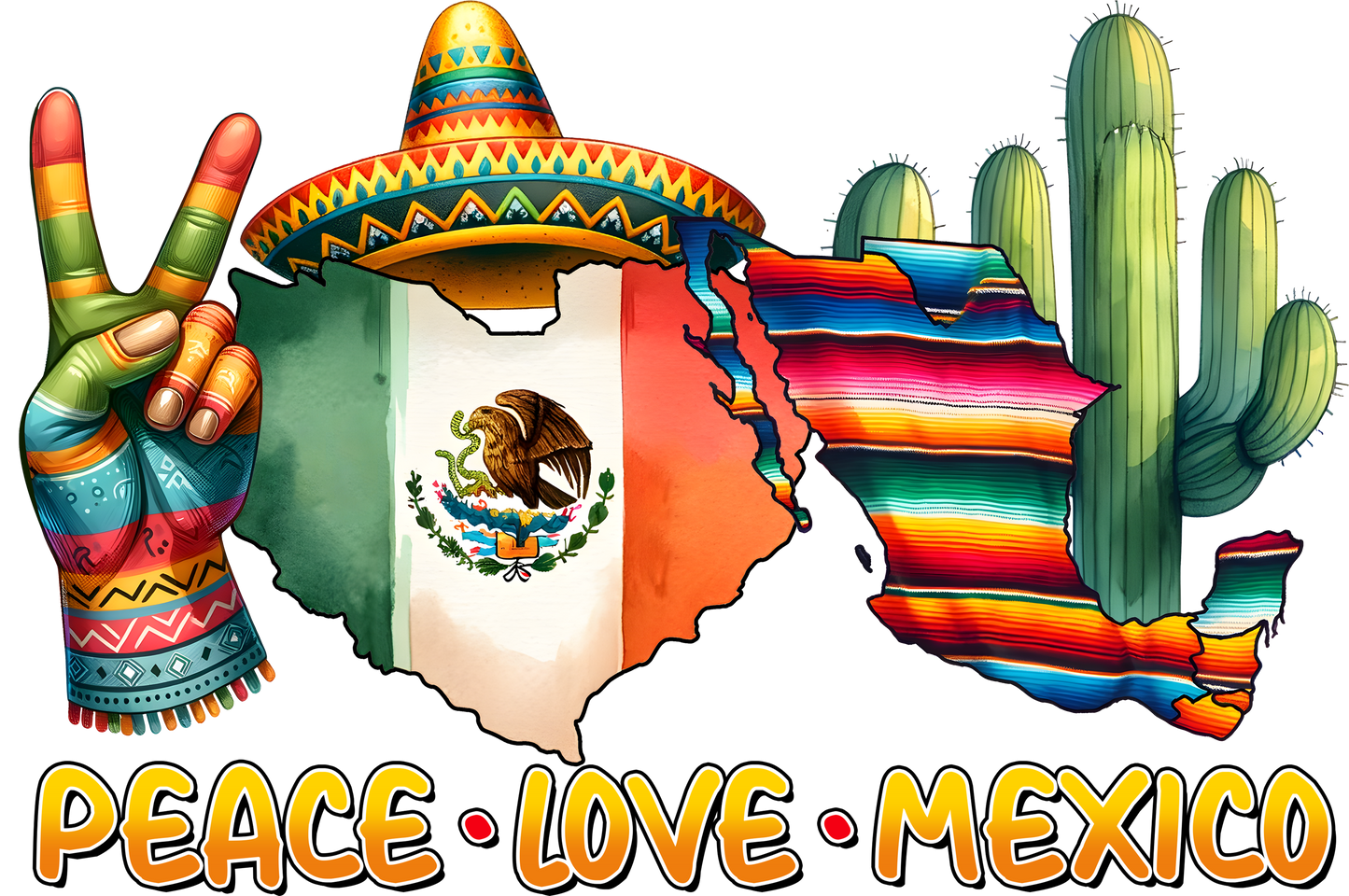 DTF Transfer - Peace Love Mexico (CDM44)