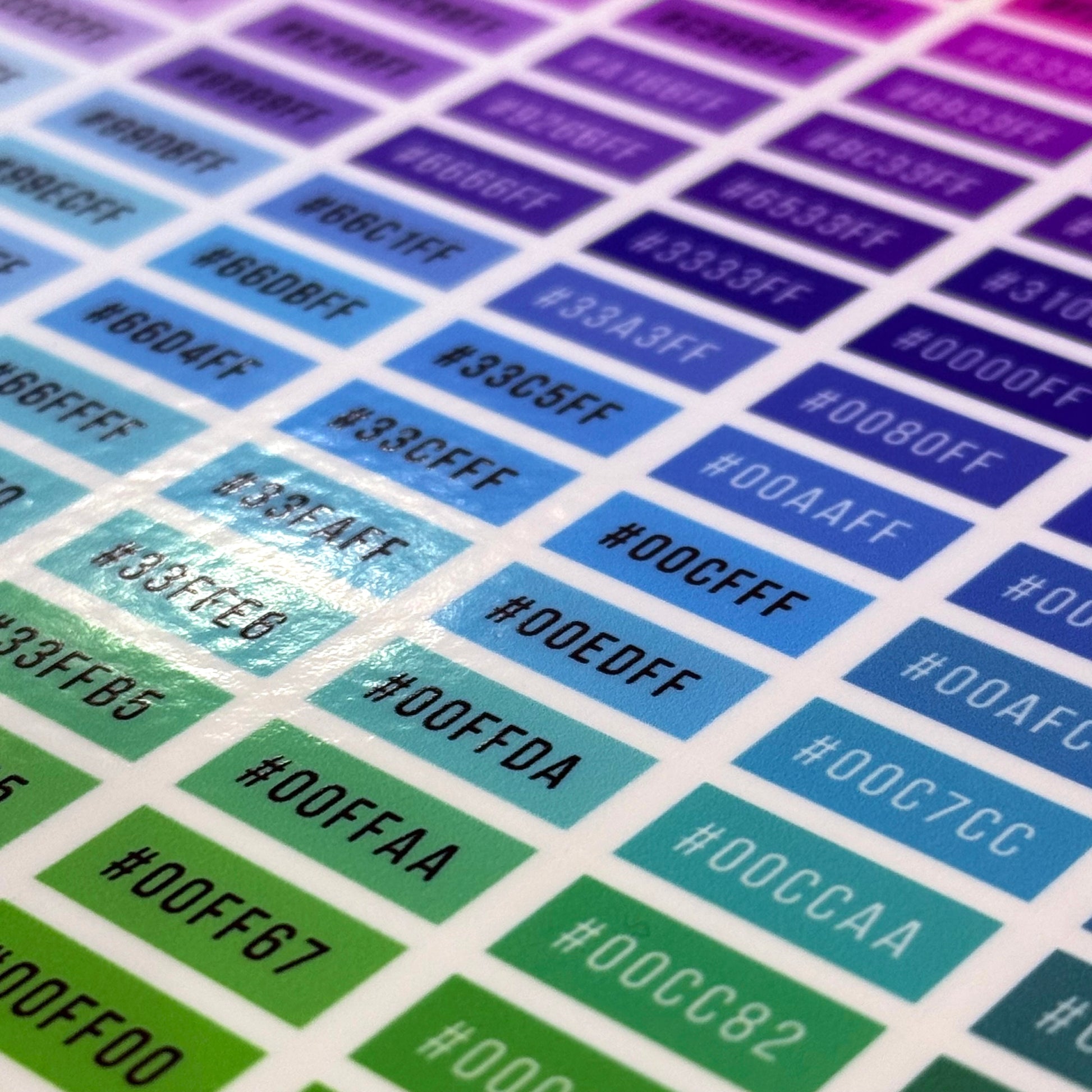 UV DTF Color Chart – Hex Code Reference Guide for UV Printing – One ...