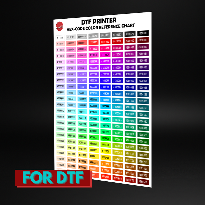 DTF Color Chart – Hex Code Reference Guide for DTF Printing – One ...