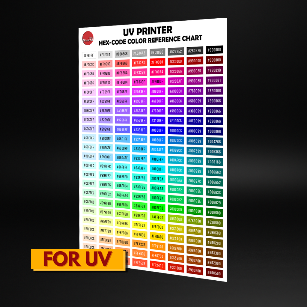 UV DTF Color Chart – Hex Code Reference Guide for UV Printing – One ...