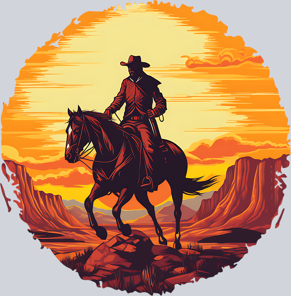 DTF Transfer Western - Cowboy Sunset