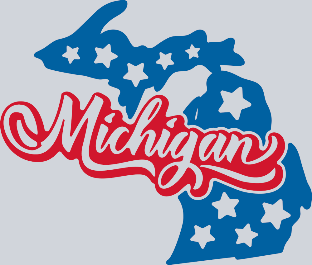 DTF Transfer Michigan - Red & Blue