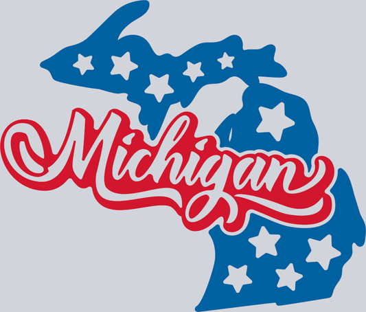 DTF Transfer Michigan - Red & Blue