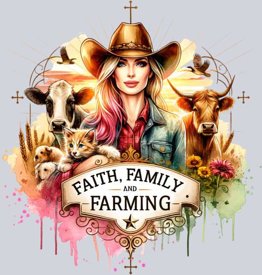 DTF Transfer Western - Faith, Family, and Farming