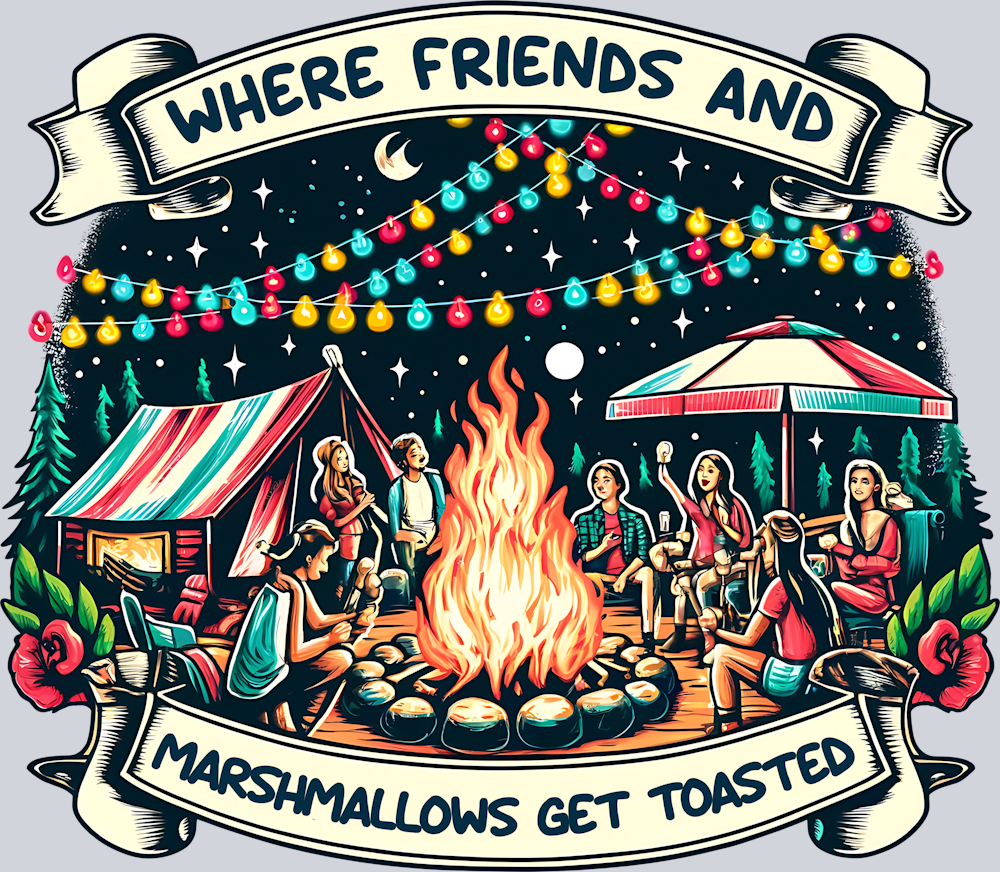 DTF Transfer Camping - Where Friends and Marshmallows get Toasted
