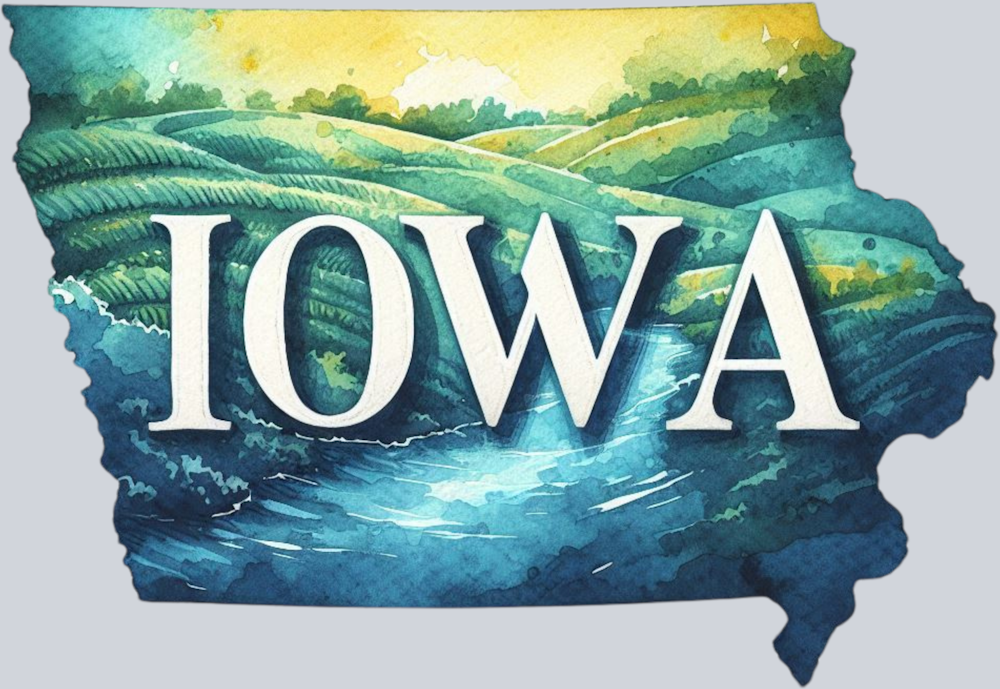 DTF Transfer Iowa - Retro Map