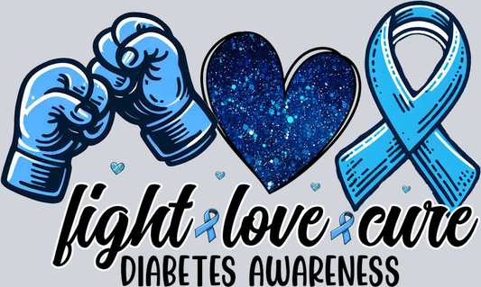 DTF Transfer Diabetes - Light Love Cure Diabetes Awareness