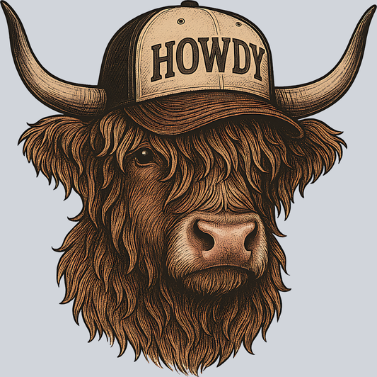 DTF Transfer Western - Howdy Highland Cow