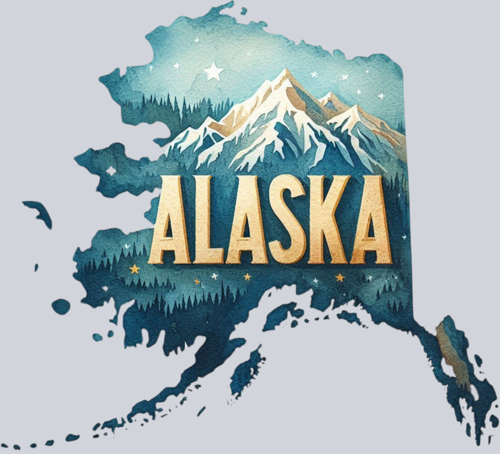 DTF Transfer Alaska - Retro Map