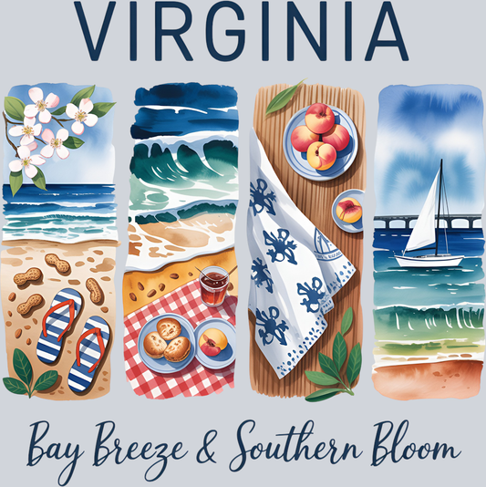 DTF Transfer Virginia - Bay Breeze & Southern Bloom