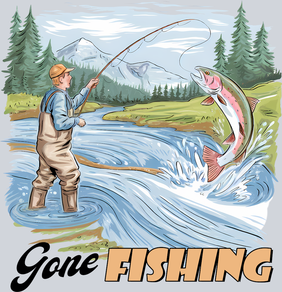 DTF Transfer Fishing - Gone Fishing River
