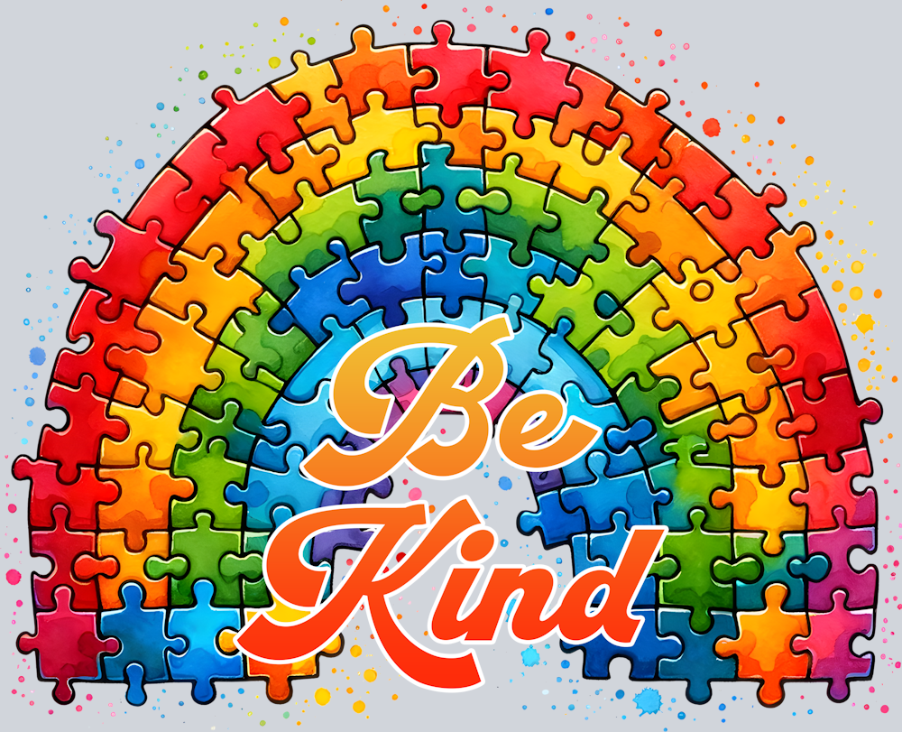 DTF Transfer Autism - Be Kind Rainbow