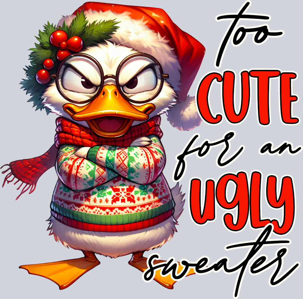 DTF Transfer Christmas - Too Cute for an Ugly sweater
