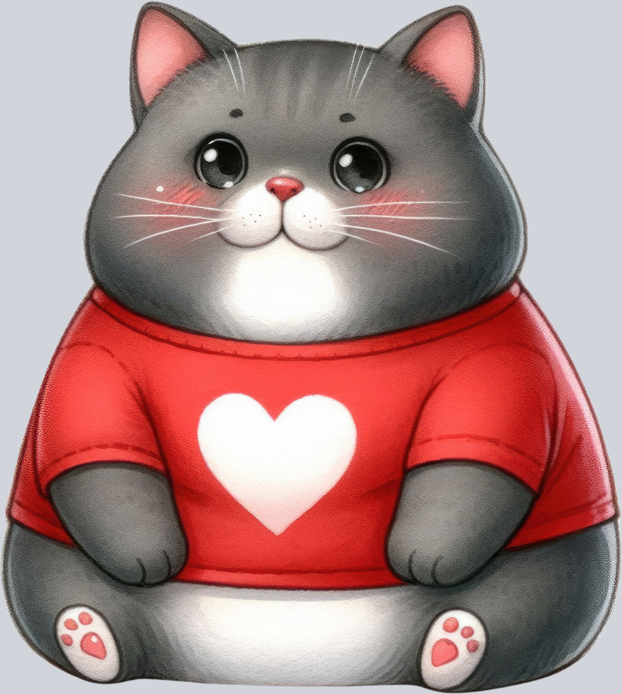 DTF Transfer Valentines - Fat Cat Heart