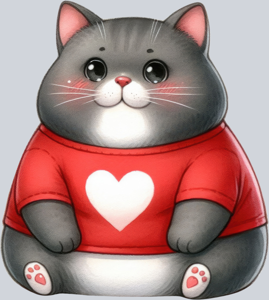 DTF Transfer Valentines - Fat Cat Heart