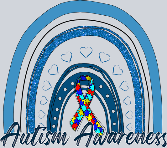 DTF Transfer Autism - Autism Awareness Blue Rainbow