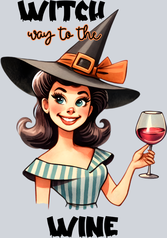 DTF Transfer Halloween - Witch way to the wine