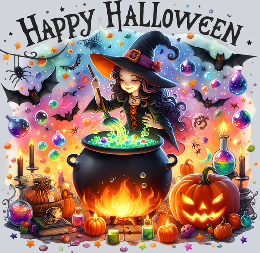 DTF Transfer Halloween - Little Witch Happy Halloween