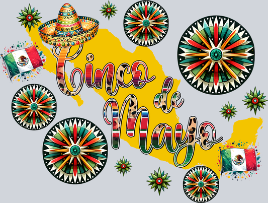 DTF Transfer Cinco de Mayo - Mexico Map