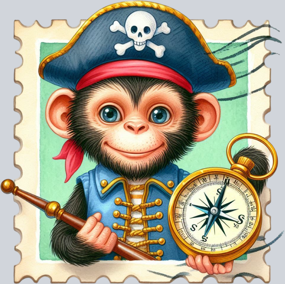 DTF Transfer High Seas - Postage Pirate Monkey