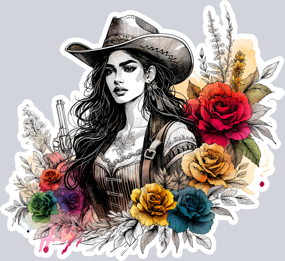 DTF Transfer Western - Flowery Cowgirl