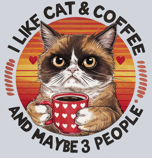DTF Transfer Cats - I Like Cat & Coffee and Maybe 3 People