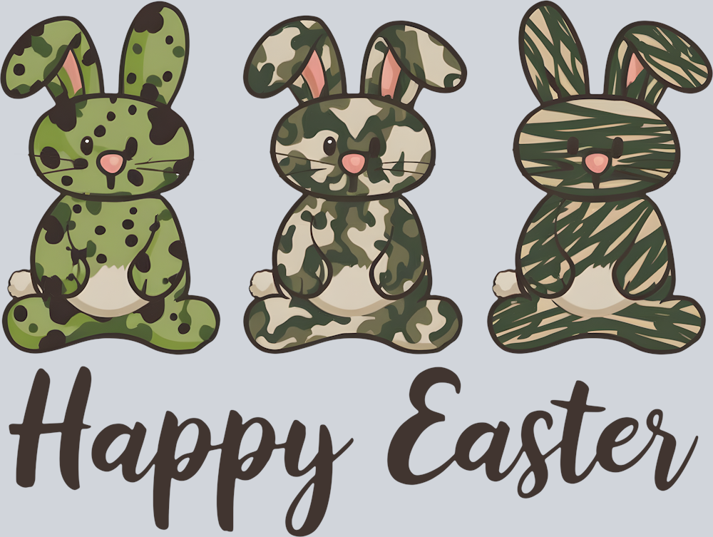 DTF Transfer Easter - Happy Easter Camo Bunnies