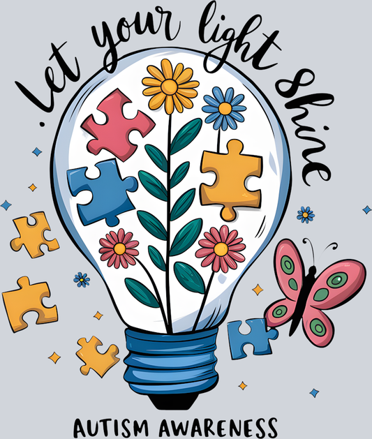 DTF Transfer Autism - Let your Light Shine Autism Awareness