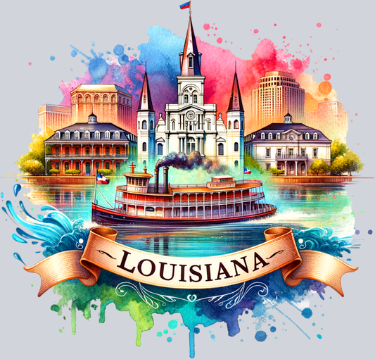DTF Transfer Louisiana - Retro Travel