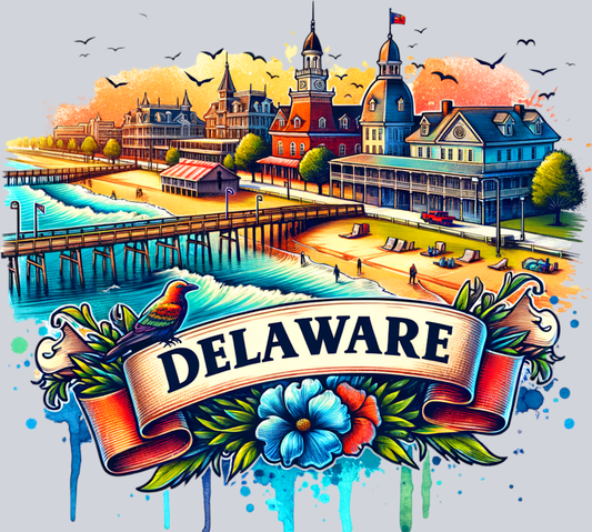 DTF Transfer Delaware - Retro Travel