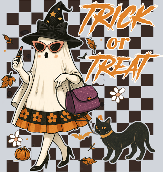 DTF Transfer Halloween - Trick or Treat Ghost Babe