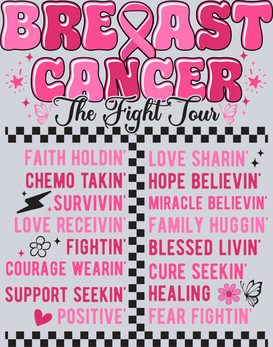 DTF Transfer Breast Cancer - Breast Cancer the Fight Tour