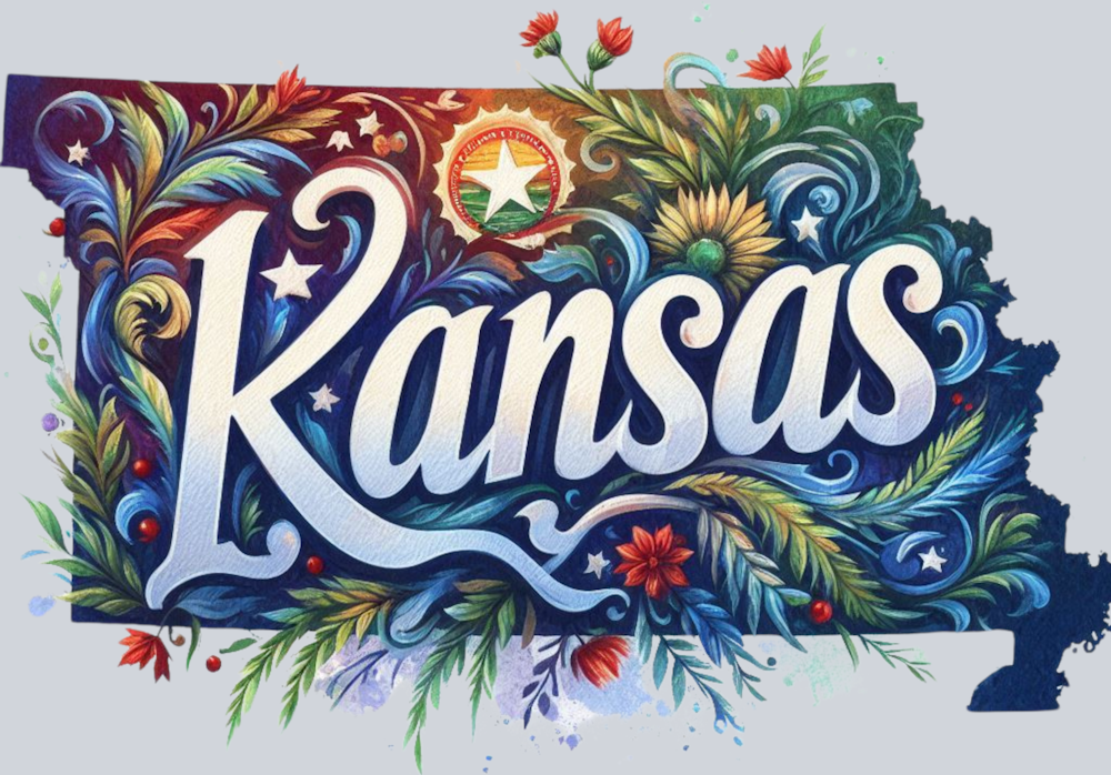 DTF Transfer Kansas - Retro Map