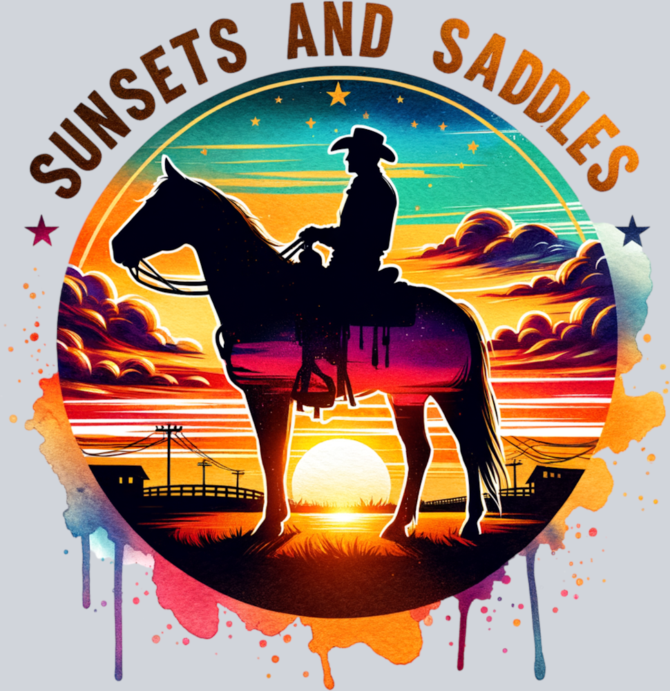 DTF Transfer Western - Sunset and Saddles