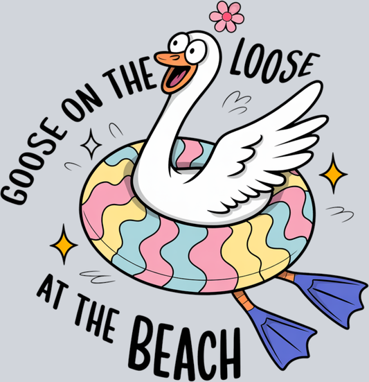 DTF Transfer Fowl - Goose on the Loose at the Beach
