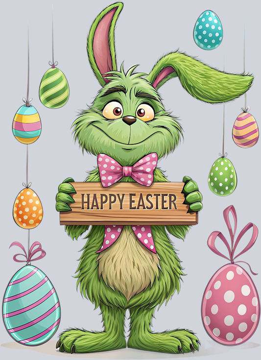 DTF Transfer Easter - Happy Easter Green Bunny