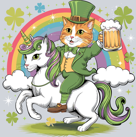 DTF Transfer St. Patrick's Day - Cat Unicorn