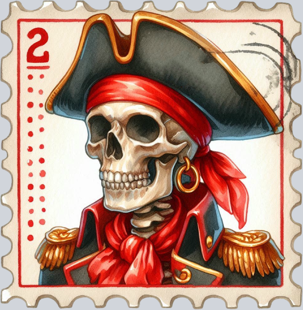DTF Transfer High Seas - Postage Skeleton Pirate