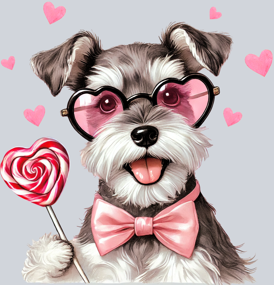DTF Transfer Valentines - Dog with Lollipop