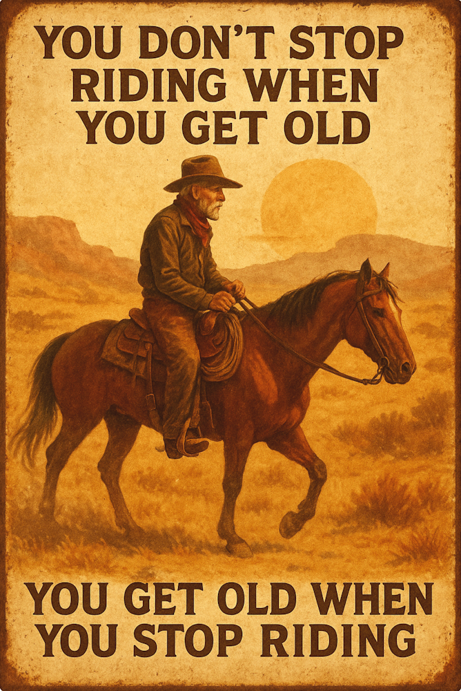DTF Transfer Western - You Don't Stop Riding when you get Old
