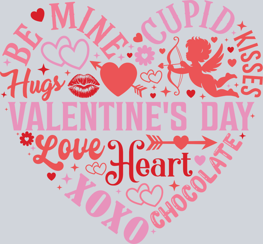 DTF Transfer Valentines - Be Mine Cupid Kisses