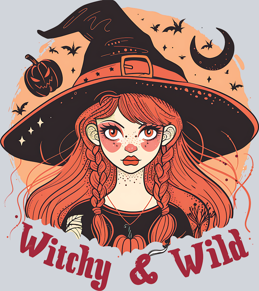 DTF Transfer Halloween - Witchy & Wild Redhead