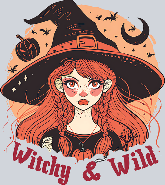 DTF Transfer Halloween - Witchy & Wild Redhead