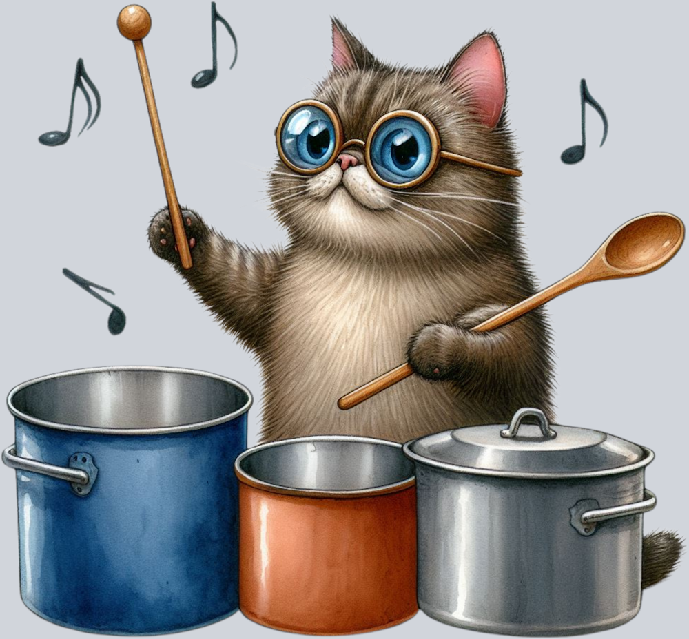 DTF Transfer Cats - Drummer