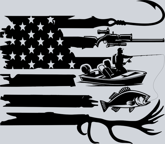 DTF Transfer Fishing - American Flag Fishing