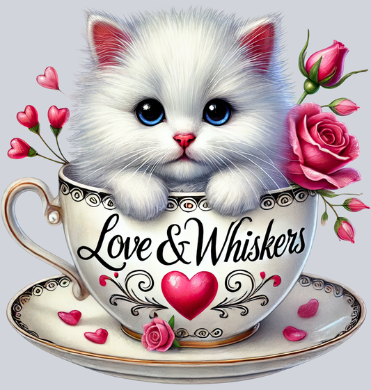 DTF Transfer Valentines - Love & Whiskers Kitten